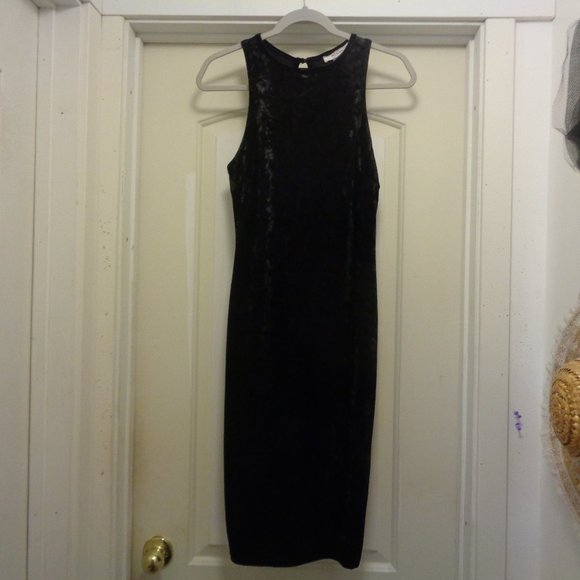 RICH GIRL JAZZ SEXY RETRO BLACK CRUSHED VELVET MAXI DRESS SM TO MED - Picture 1 of 7